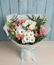 Букет цветов из:  Розы, Лизиантусы и Хризантемы в Краснощёково
