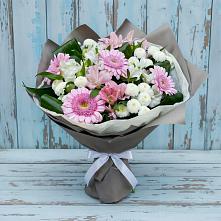Букет цветов из:  Герберы, Альстромерии и Хризантемы в Краснощёково