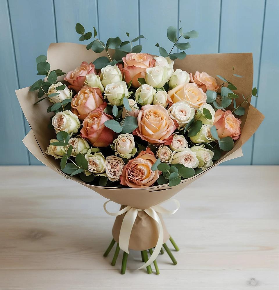 Букет цветов из: Альстромерии и Розы в Краснощёково