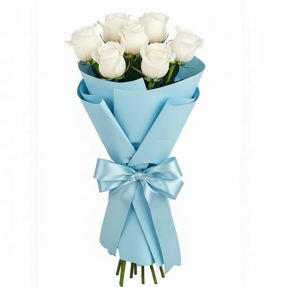 Букет 7 белых роз Проуд в Краснощёково
