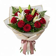 Букет цветов из:  Лилии и Розы в Краснощёково