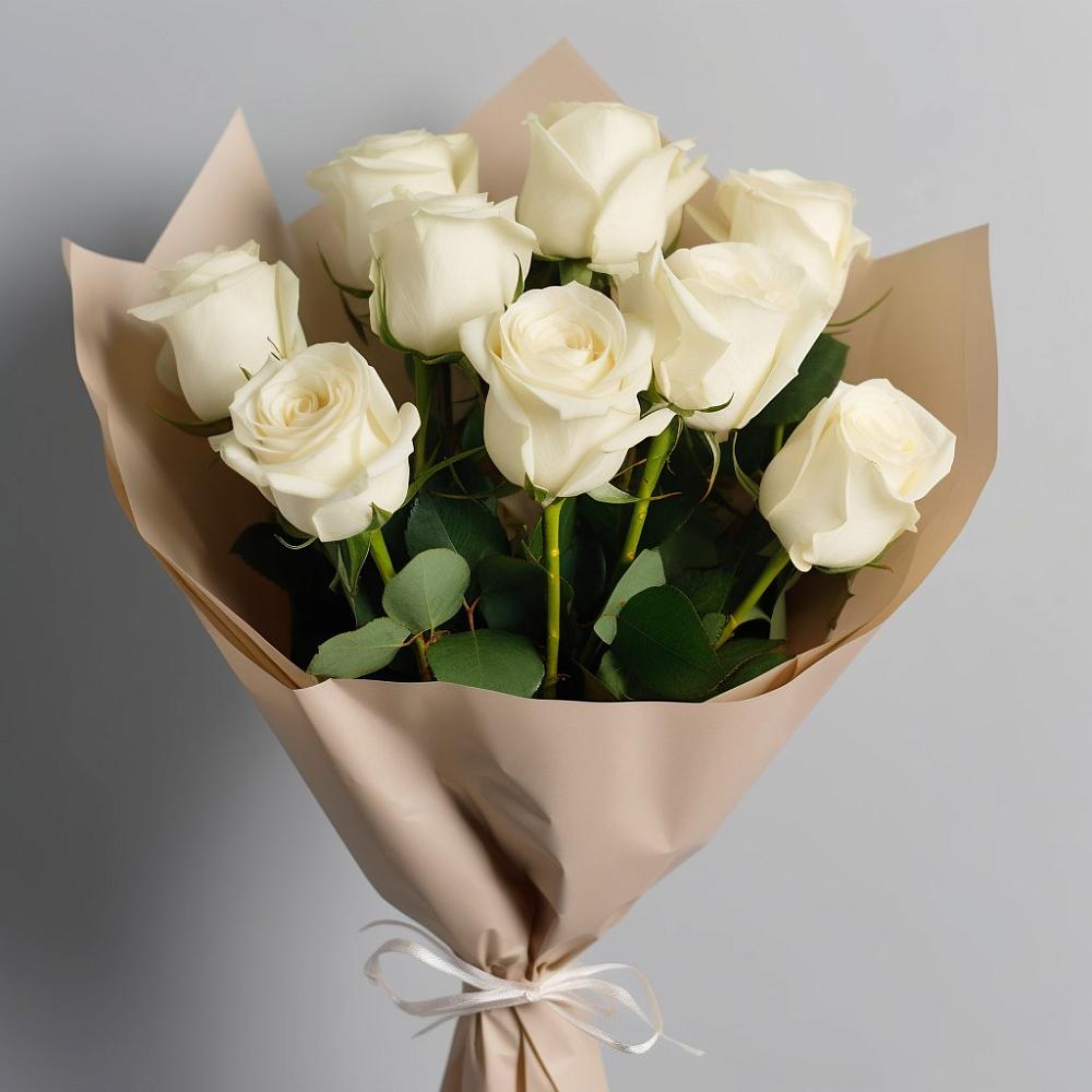 Букет 9 Белых роз Эдлесс Лав в Краснощёково