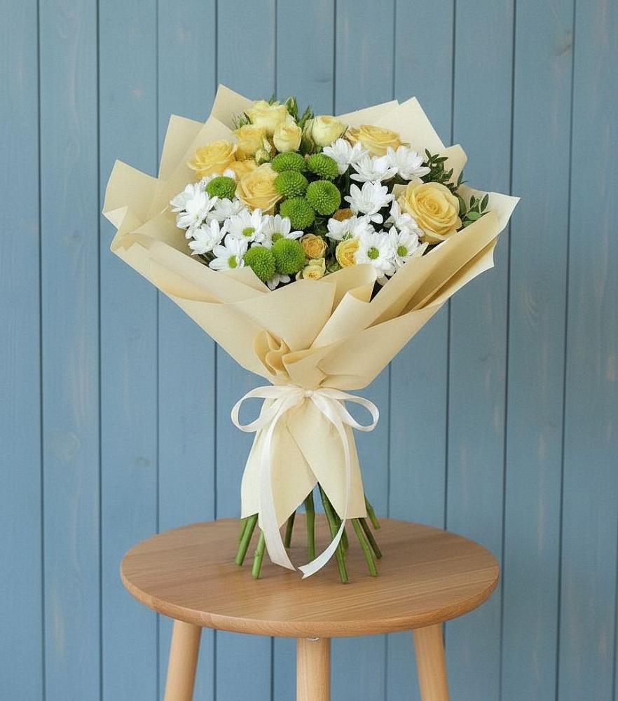 Букет цветов из: Хризантемы и Розы в Краснощёково
