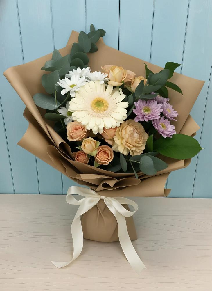 Букет цветов из: Герберы и Хризантемы в Краснощёково