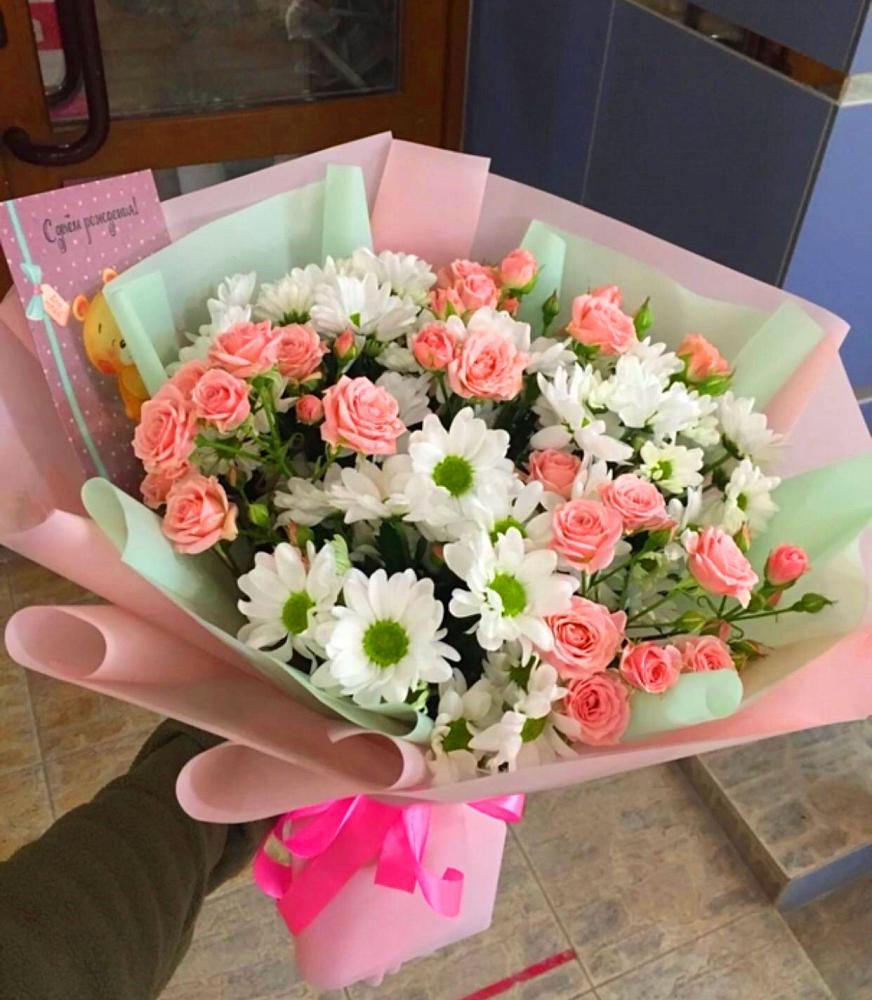 Букет цветов из: Розы и Хризантемы в Краснощёково