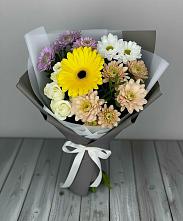 Букет цветов из:  Розы, Герберы и Хризантемы #REPLACE_PRED# Краснощёково