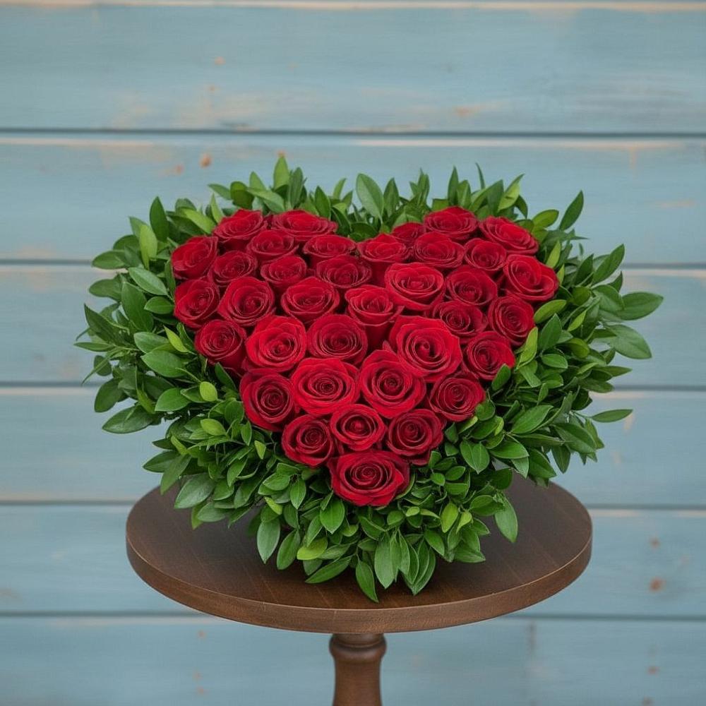 Цветочная композиция из Розы в виде сердца в Краснощёково