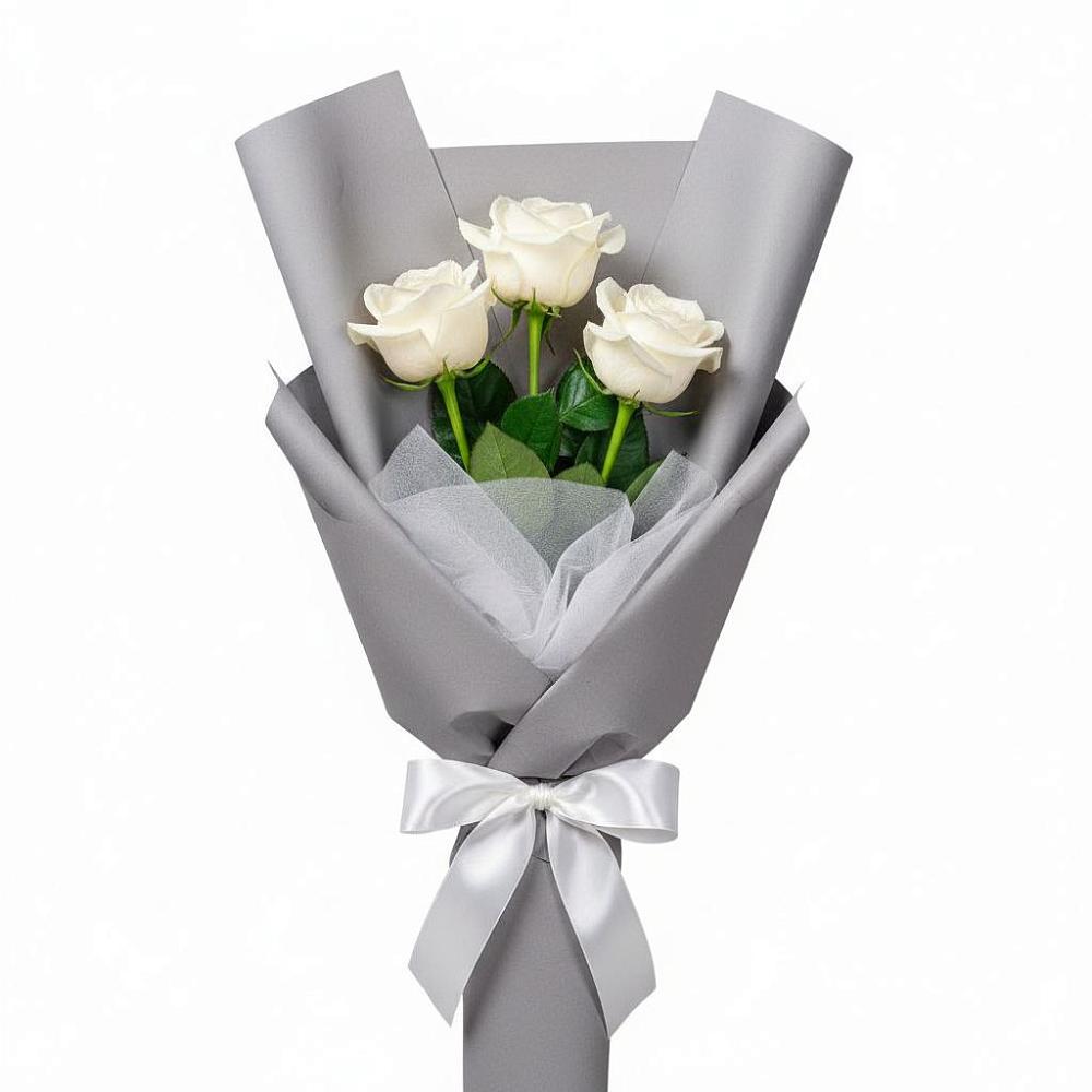 Букет 3 белые розы в Краснощёково