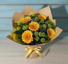 Букет цветов из:  Герберы и Хризантемы в Краснощёково