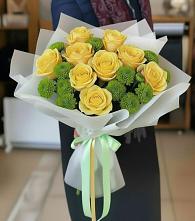 Букет цветов из:  Хризантемы и Розы #REPLACE_PRED# Краснощёково