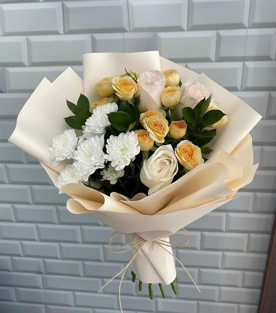 Букет цветов из: Розы и Хризантемы в Краснощёково