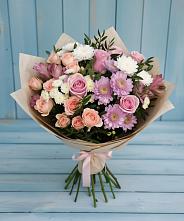 Букет цветов из:  Хризантемы, Розы и Альстромерии в Краснощёково