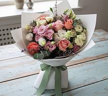 Букет цветов из:  Розы, Лизиантусы и Гвоздики #REPLACE_PRED# Краснощёково