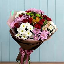 Букет цветов из:  Розы, Хризантемы и Альстромерии #REPLACE_PRED# Краснощёково