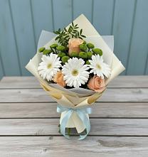 Букет цветов из:  Герберы, Розы и Хризантемы #REPLACE_PRED# Краснощёково