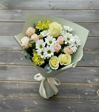 Букет цветов из:  Альстромерии, Розы и Хризантемы в Краснощёково