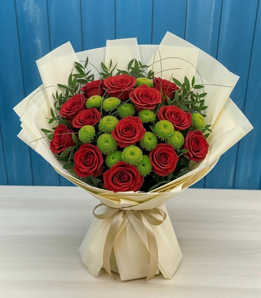 Букет цветов из: Розы и Хризантемы в Краснощёково