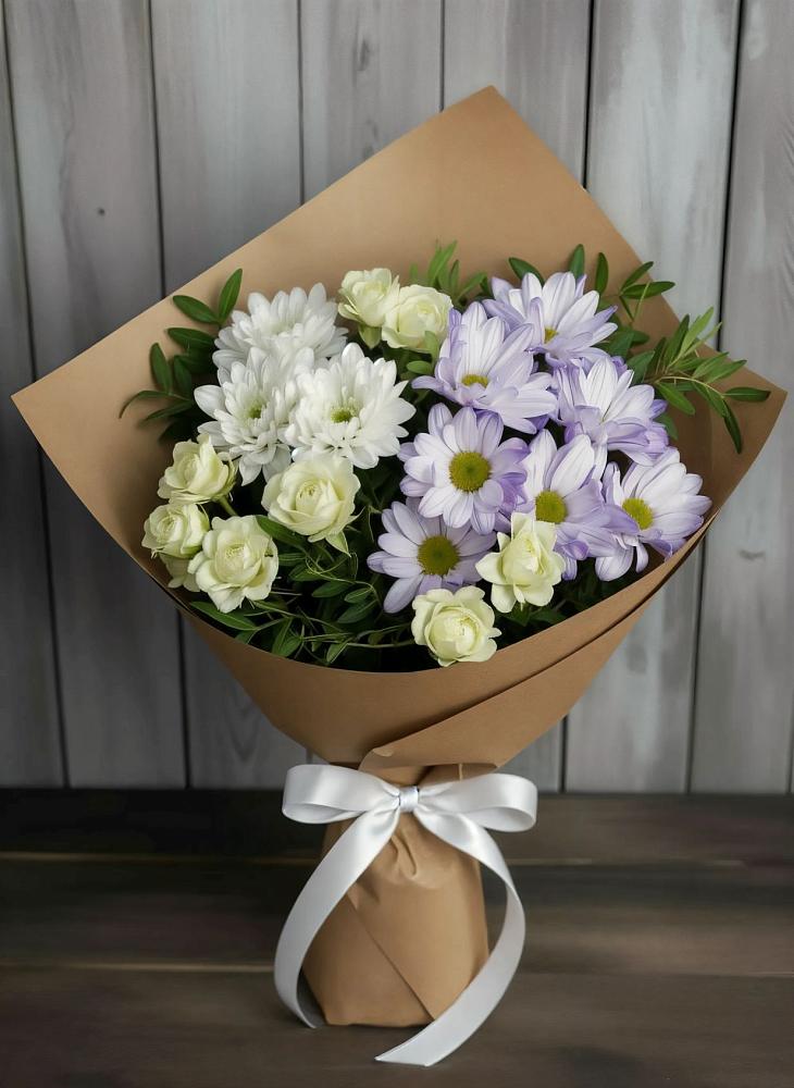 Букет цветов из: Хризантемы и Розы в Краснощёково